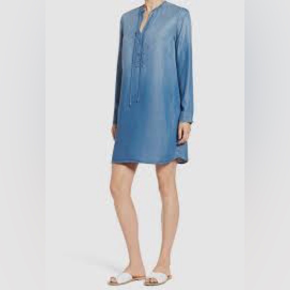 MICHAEL Michael Kors Chambray Denim Tunic Chain Lace Up Dress - Picture 3 of 5